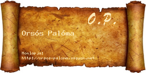 Orsós Palóma névjegykártya